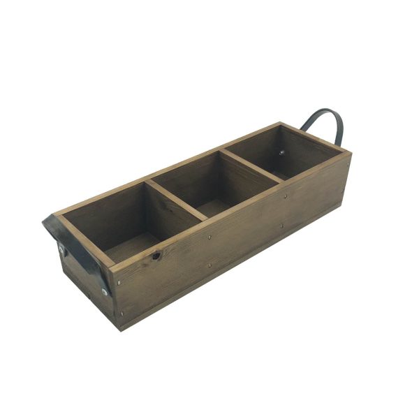 Looped Handle Rustic 3 compartment Tray 350x120x80