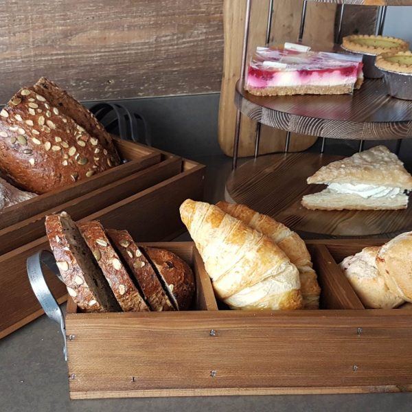 Looped Handle Rustic 3 compartment Tray 350x120x80 in use Looped Handle Rustic 3 compartment Tray 350x120x80 in use