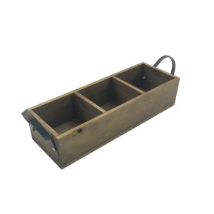 Looped Handle Rustic Brown 3 Compartment Tray 350x120x80