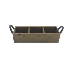 Looped Handle Rustic 3 compartment Tray 350x120x80 side view