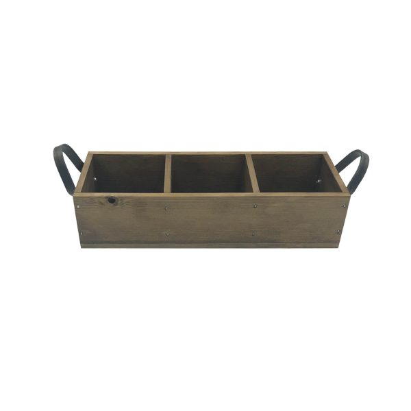Looped Handle Rustic 3 compartment Tray 350x120x80 side view Looped Handle Rustic 3 compartment Tray 350x120x80 side view