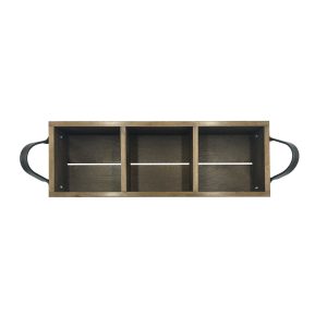 Looped Handle Rustic 3 compartment Tray 350x120x80 top view