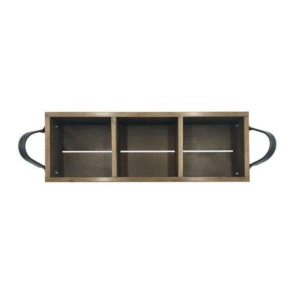 Looped Handle Rustic 3 compartment Tray 350x120x80 top view Looped Handle Rustic 3 compartment Tray 350x120x80 top view