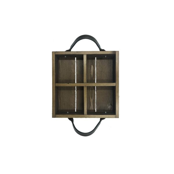 Looped Handle Rustic 4 compartment Tray 180x180x53 top view Looped Handle Rustic 4 compartment Tray 180x180x53 top view
