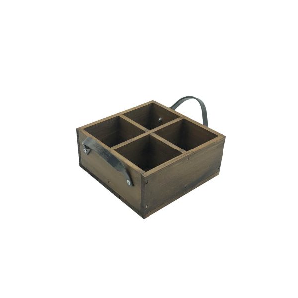 Looped Handle Rustic 4 compartment Tray 180x180x80