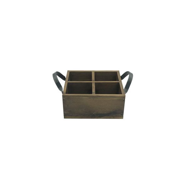 Looped Handle Rustic 4 compartment Tray 180x180x80 side view Looped Handle Rustic 4 compartment Tray 180x180x80 side view