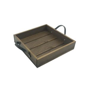 Looped Handle Rustic Brown Tray 250x250x53