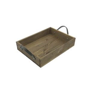 Looped Handle Rustic Brown Tray 280x210x53