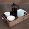 Looped Handle Rustic Tray 280x210x53 with coffee