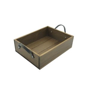 Looped Handle Rustic Brown Tray 280x210x80