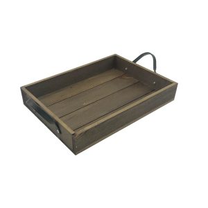 Looped Handle Rustic Brown Tray 330x240x53