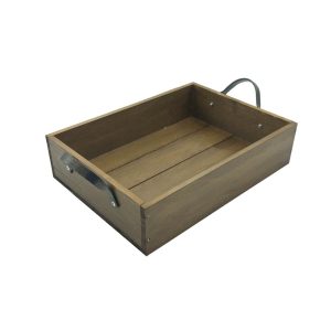 Looped Handle Rustic Brown Tray 330x240x80