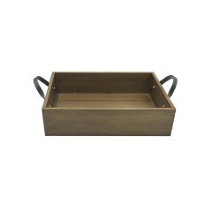 Looped Handle Rustic Tray 330x240x80 side view