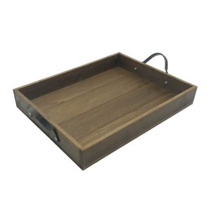 Looped Handle Rustic Brown Tray 375x290x53