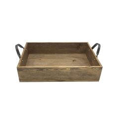 Looped Handle Rustic Tray 375x290x80 side view