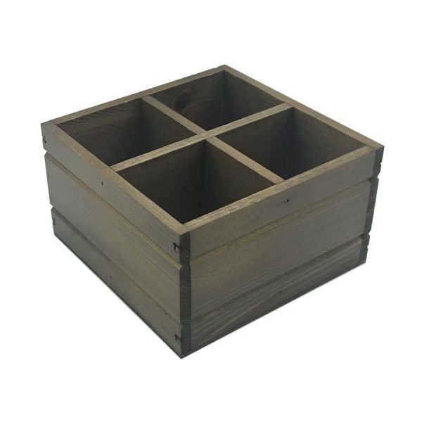 Rustic 4 Compartment Cutlery & Condiment Holder 180x180x103