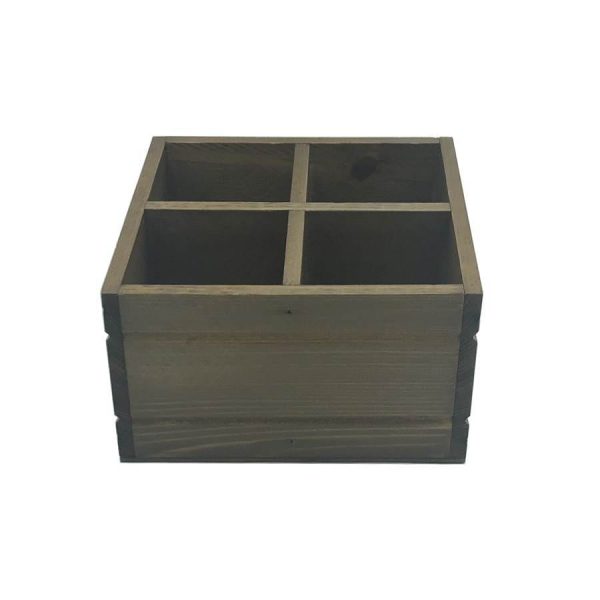 Rustic Brown Rustic Cutlery and Condiment Holder 180x180x103 side view Rustic Brown Rustic Cutlery and Condiment Holder 180x180x103 side view