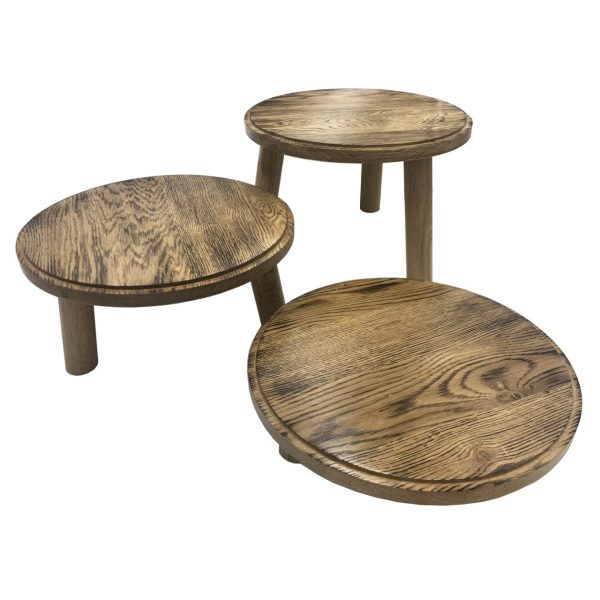 Scorched Oak 305 Milking Stool Set Scorched Oak 305 Milking Stool Set