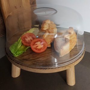 Scorched oak Milking Stool 305Dx140 with lid in use
