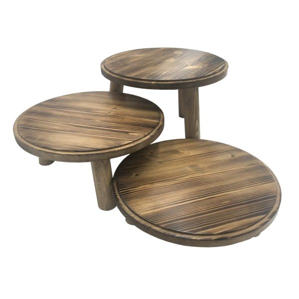 Scorched pine milking stool set Scorched pine milking stool set