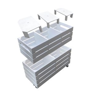 Mobile Painted 3 Bin Impulse Merchandise Display Stand 750x300x624 exploded