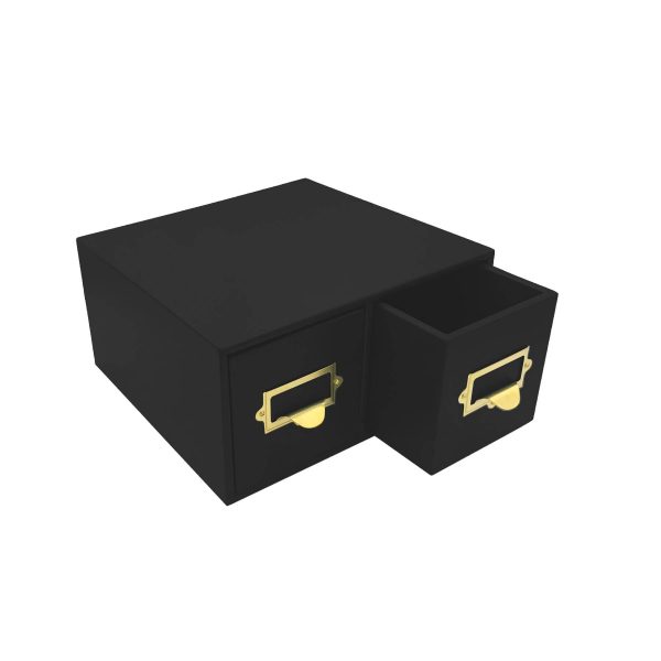 Black Painted double bread bin 335x310x170 with wood drawers and brass ticket handles
