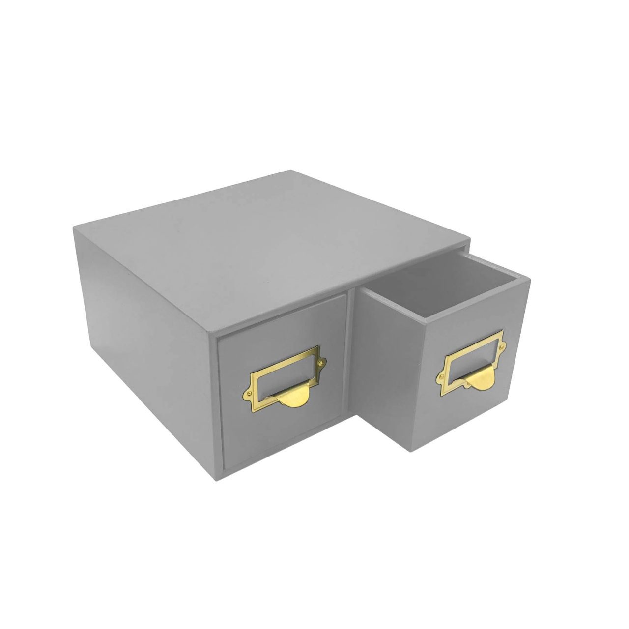 Gretton Grey Double Bread Bin with Wood Drawers & Ticket Handles