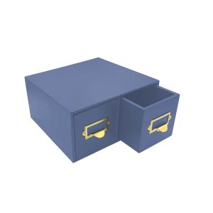 Kingscote Blue Painted double bread bin 335x310x170 with wood drawers and brass ticket handles