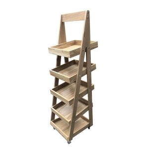 Mobile 5-Tier Slanted Oak A-Frame Display Stand 486x530x1765 Mobile 5-Tier Slanted Oak A-Frame Display Stand 486x530x1765
