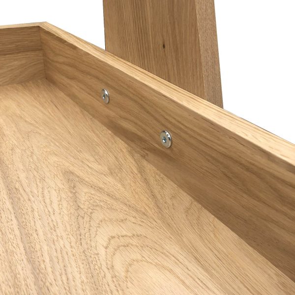 Mobile 5-Tier Slanted Oak A-Frame Display Stand 486x530x1765 tray closeup Mobile 5-Tier Slanted Oak A-Frame Display Stand 486x530x1765 tray closeup