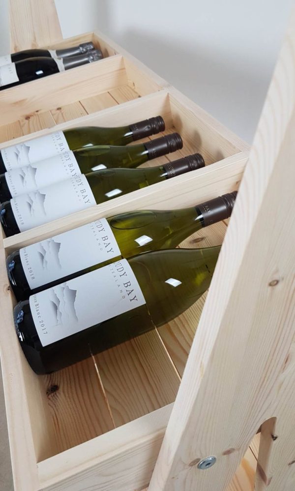 Mobile Natural Rustic Pine 3-Tier Slanted Merchandiser Display Stand 1190x370x1145 another section with wine Mobile Natural Rustic Pine 3-Tier Slanted Merchandiser Display Stand 1190x370x1145 another section with wine