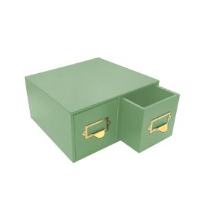 Tetbury Green Painted double bread bin 335x310x170 with wood drawers and brass ticket handles