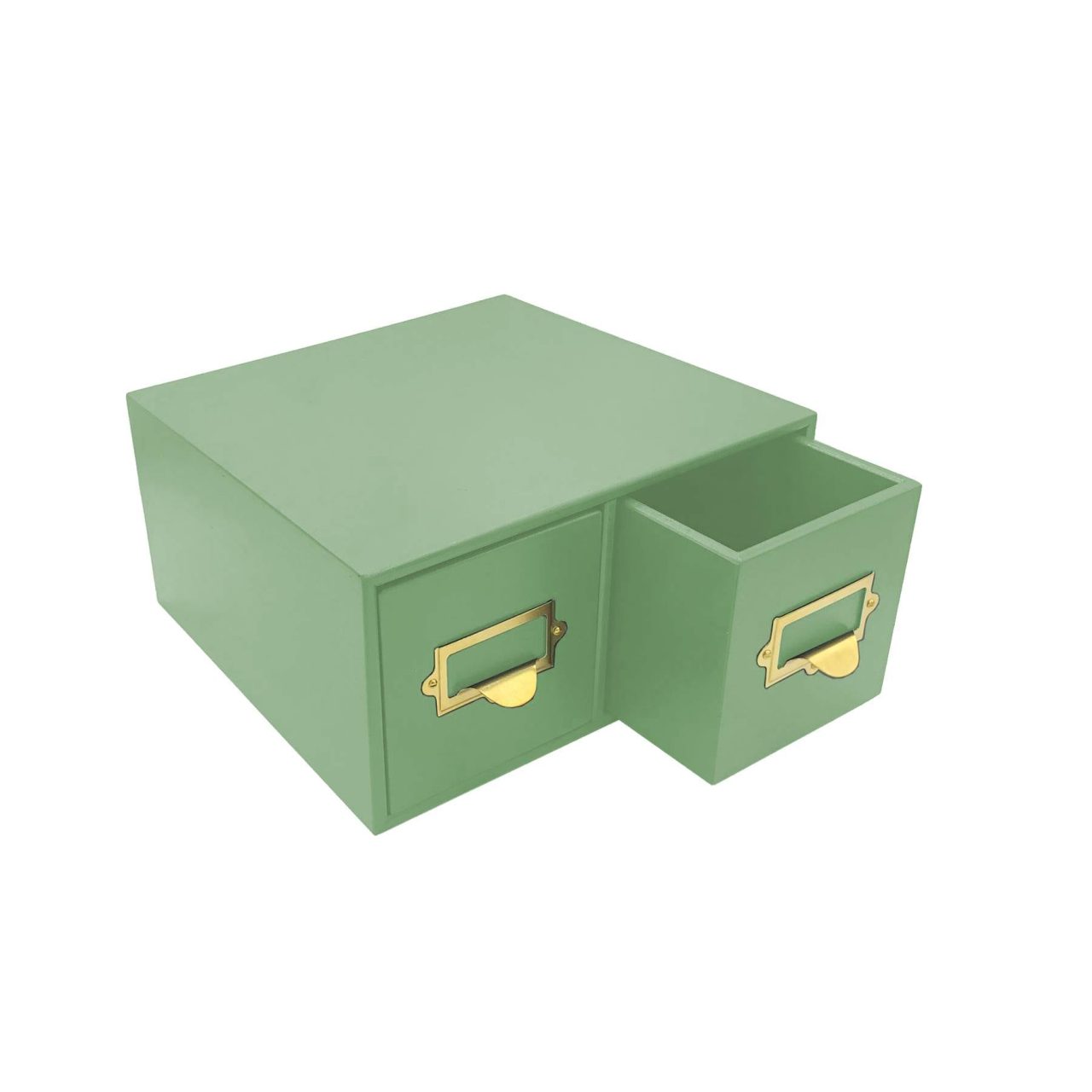 Tetbury Green Double Bread Bin with Wood Drawers & Ticket Handles