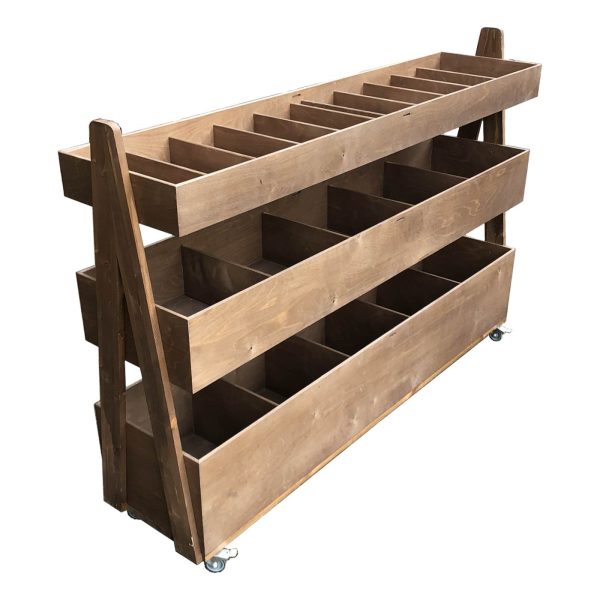 Rustic Brown Mobile Rustic Albert 3-Tier Impulse Queue Divider Display Stand 1500x360x1065 Rustic Brown Mobile Rustic Albert 3-Tier Impulse Queue Divider Display Stand 1500x360x1065