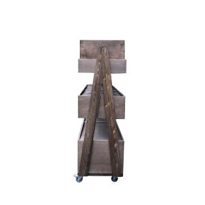 Rustic Brown Mobile Rustic Albert 3-Tier Impulse Queue Divider Display Stand 1500x360x1065 with lids end view