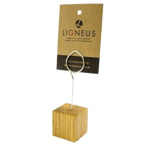 oak cube ticket holder with coiled ring 30x30x30