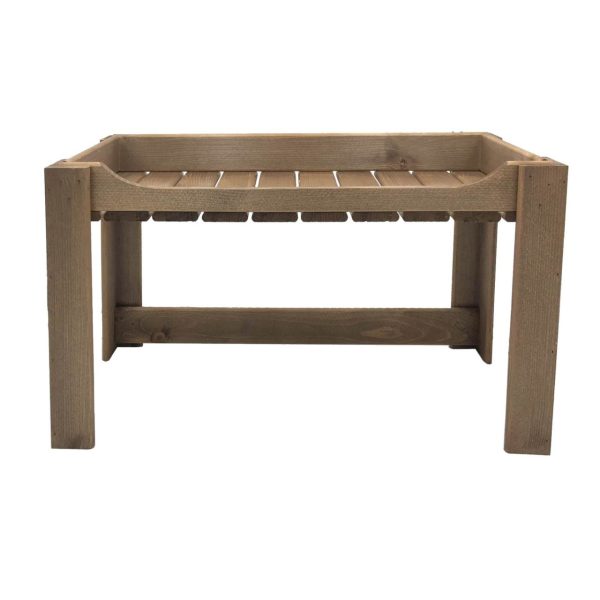 Rustic Brown Rustic Slatted Beverage Display Stand 645x256x345 front view Rustic Brown Rustic Slatted Beverage Display Stand 645x256x345 front view