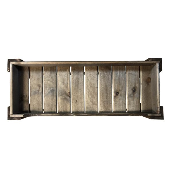 Rustic Brown Rustic Slatted Beverage Display Stand 645x256x345 plan view Rustic Brown Rustic Slatted Beverage Display Stand 645x256x345 plan view