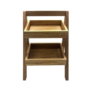 2-Tier Slanted Oak A-Frame Display Stand 316x250x500 front view