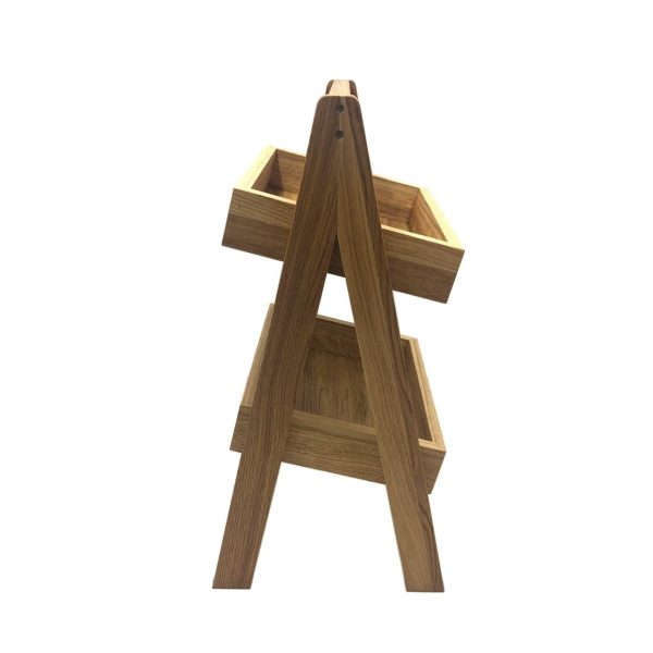 2-Tier Slanted Oak A-Frame Display Stand 316x250x500 side view 2-Tier Slanted Oak A-Frame Display Stand 316x250x500 side view