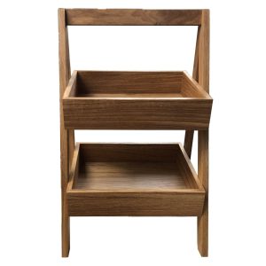 2-Tier Slanted Oak A-Frame Display Stand 410x310x650 front view