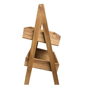 2-Tier Slanted Oak A-Frame Display Stand 410x310x650 side view