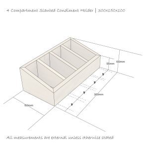 4 Compartment Slanted Oak Condiment Holder 300x150x100 Schematic 4 Compartment Slanted Oak Condiment Holder 300x150x100 Schematic