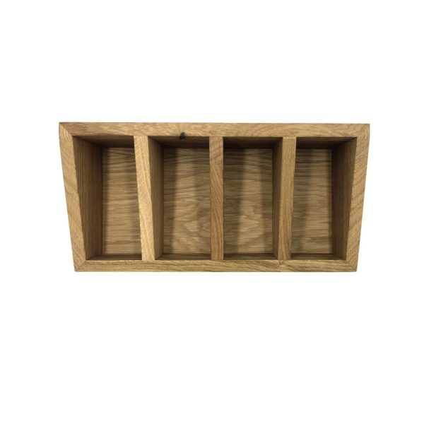4 Compartment Slanted Oak Condiment Holder 300x150x100 top view 4 Compartment Slanted Oak Condiment Holder 300x150x100 top view