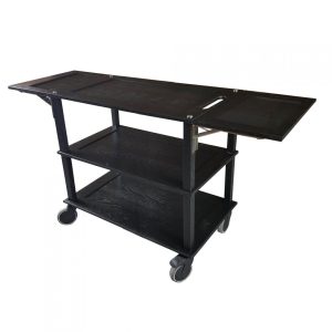 Burford Long Black Oak Drop Leaf Hospitality Trolley side view