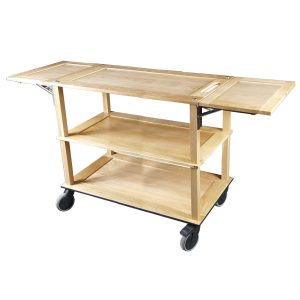 Burford Long Natural Oak Drop Leaf Hospitality Trolley side view