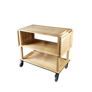 Burford Long Natural Oak Drop Leaf Hospitality Trolley with sides down