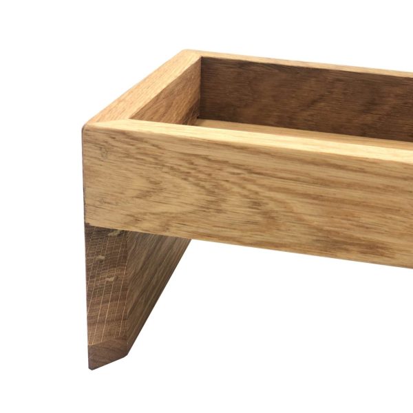 Cake & Sandwich Tilted Oak Riser mitred leg detail Cake & Sandwich Tilted Oak Riser mitred leg detail