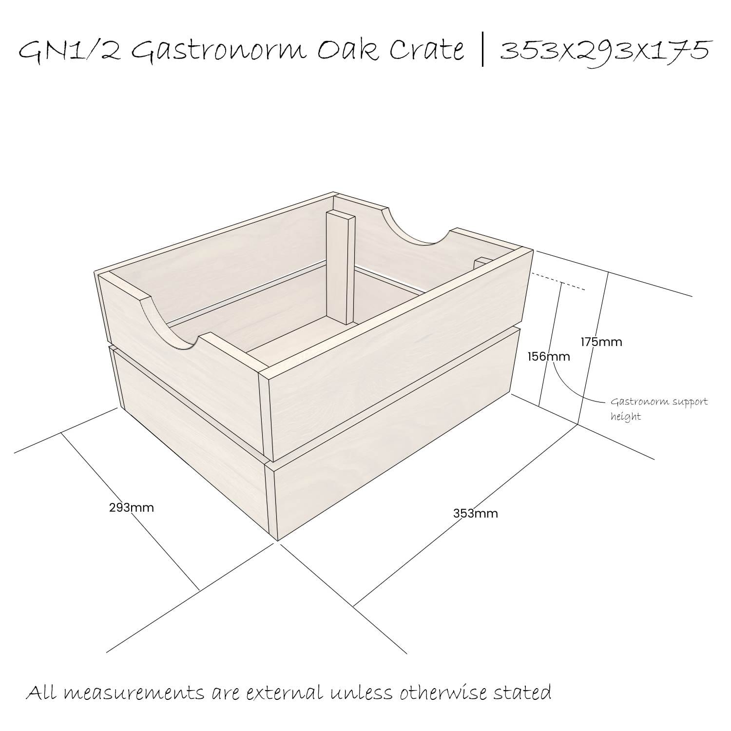 GN1/2 Gastronorm Oak Crate Display Unit 353x293x175 | Ligneus UK