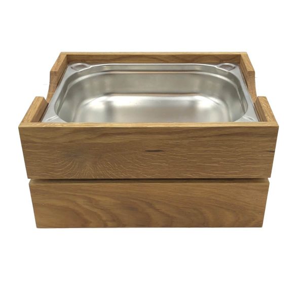 GN1/2 Gastronorm Oak Crate 353x293x175 side view with gastronorm GN1/2 Gastronorm Oak Crate 353x293x175 side view with gastronorm